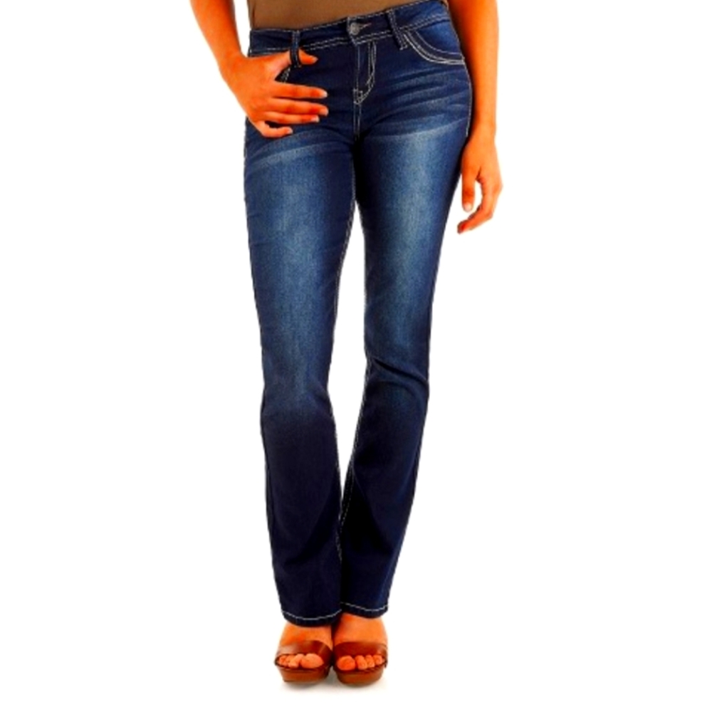 WALL FLOWER VINTAGE INSTASTRETCH CURVY DARK DENIM BOOT CUT JEANS SIZE 24